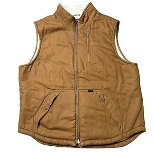 Lee Men’s Sherpa Lined Tan Canvas Utility Vest Size Large